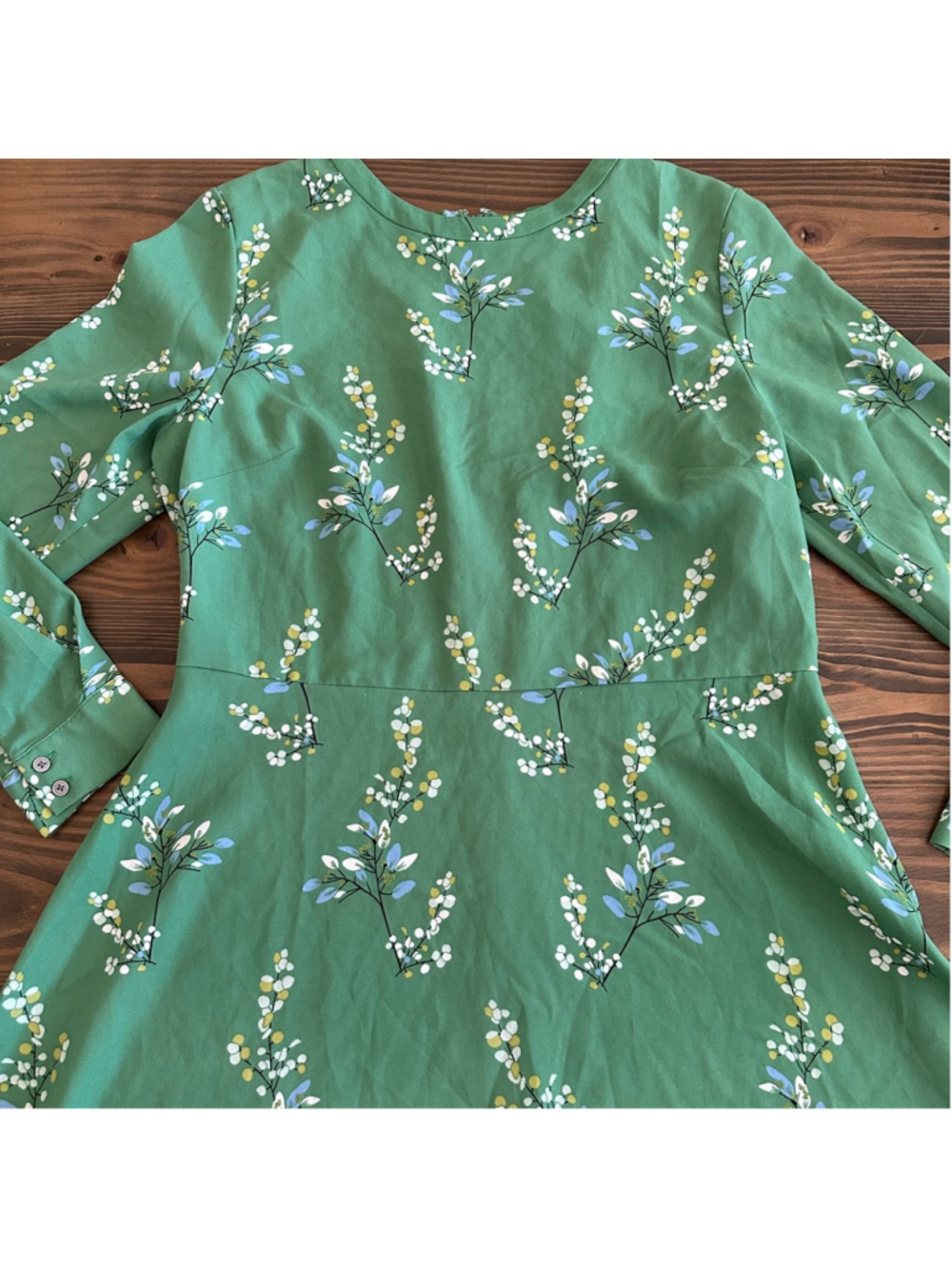 Women’s LOFT Green Floral Long Sleeve Dress Size 12 NWT - Picture 4 of 10